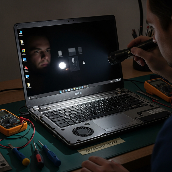 черный экран из-за сгоревшней подсветки ноутбука