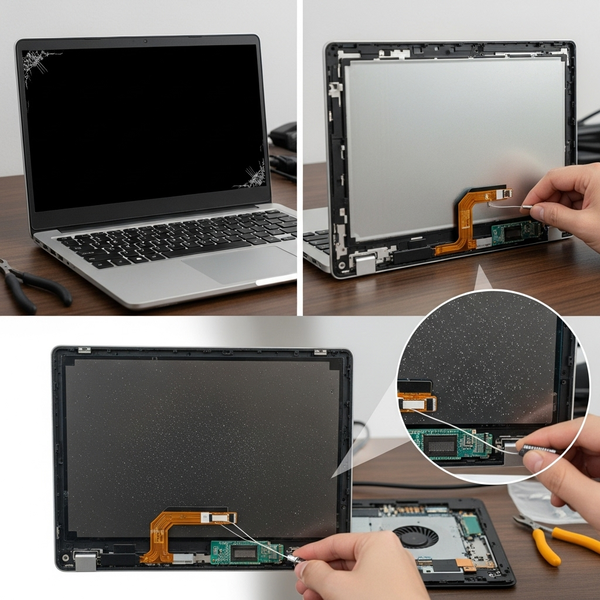 черный экран ноутбука при поврежденном шлейфе матрицы