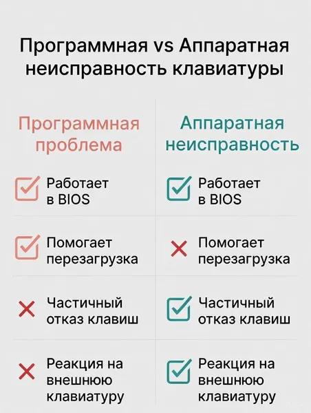 Разница между программной и аппаратной неисправностью клавиатуры ноутбука