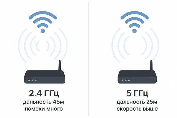 Сравнение диапазонов 2.4 ГГц и 5 ГГц для Wi-Fi