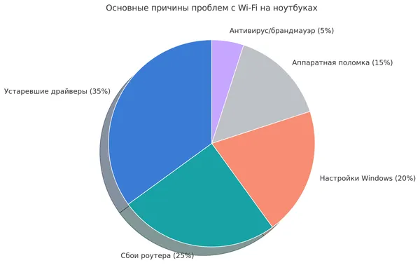 Диаграмма: основные причины проблем с Wi‑Fi на ноутбуках